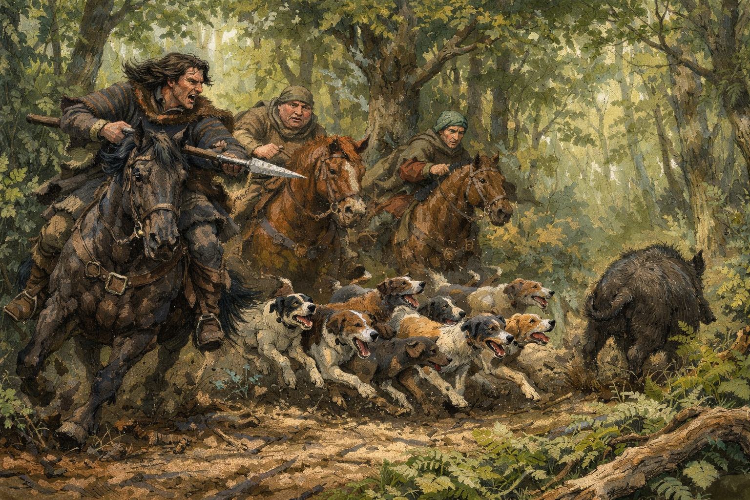 La chasse au sanglier de Rainard dans la forêt rive gauche