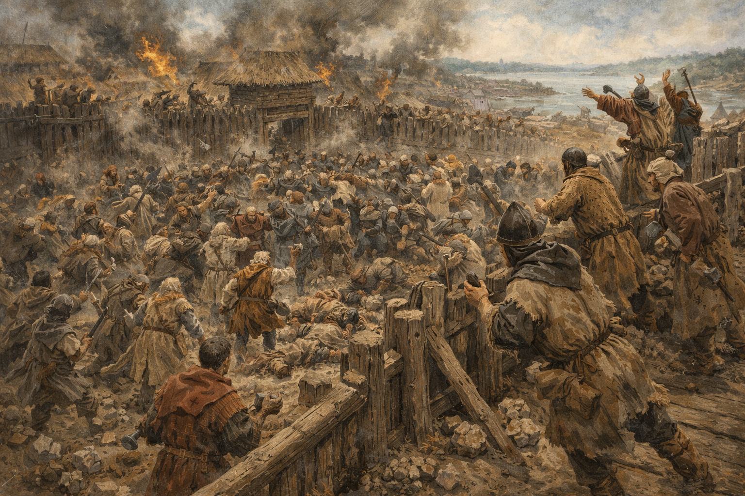 Le sac de Semlin (Zemun), juin 1096, vue des remparts 