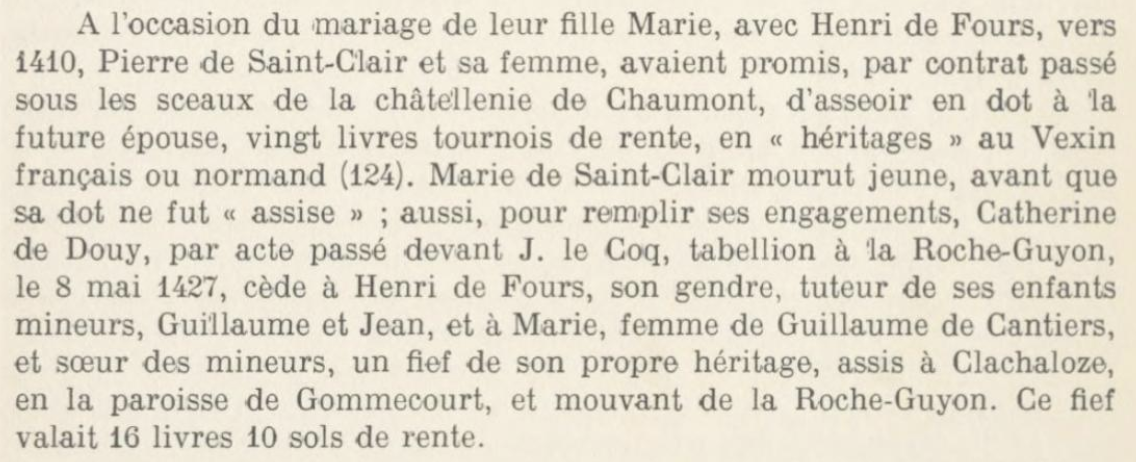 Les anciens seigneurs de Saint-Clair-sur-Epte, XIIe-XVe siècle, Carolus Barré, p 36