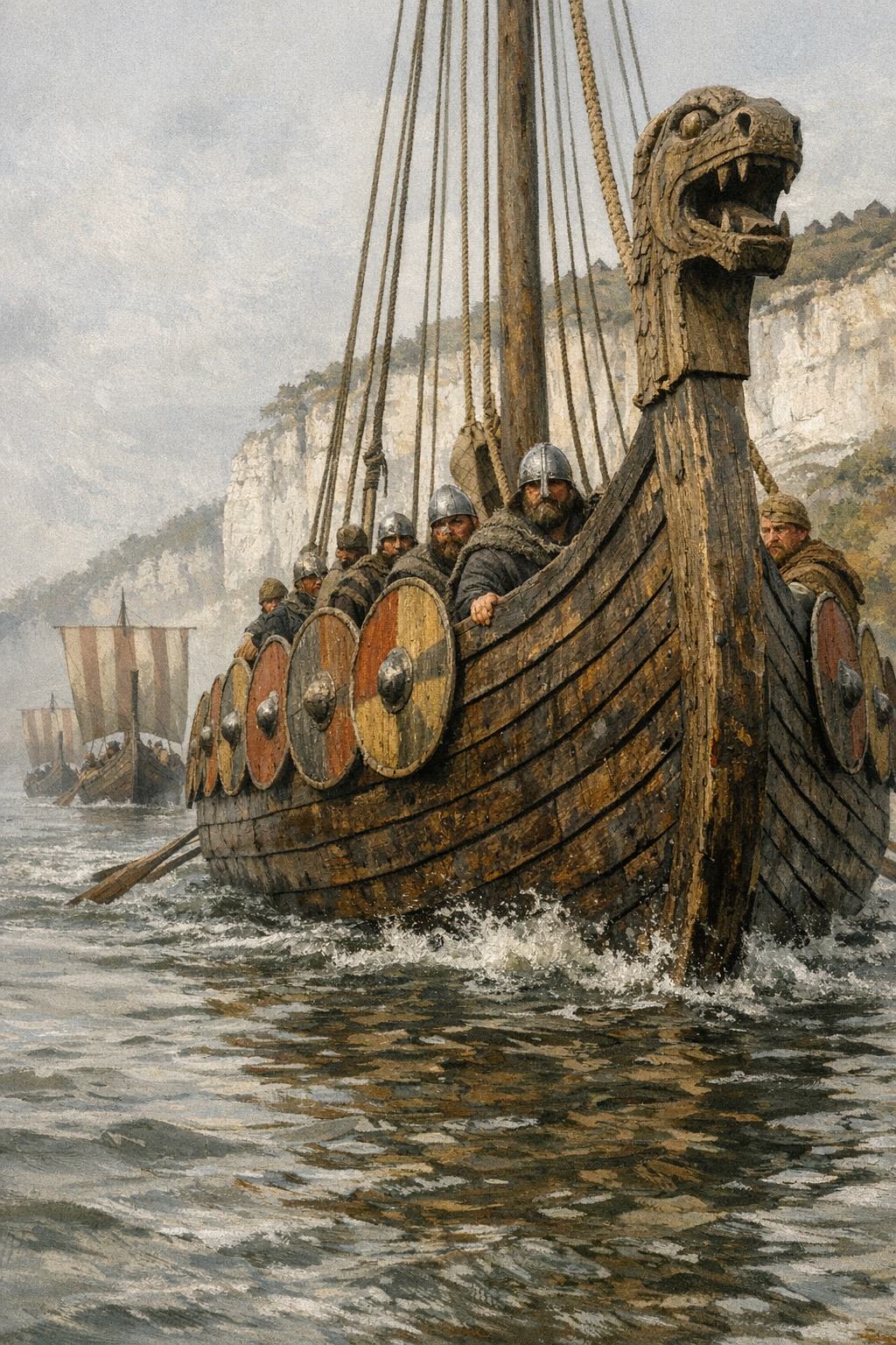 Drakkars remontant la Seine