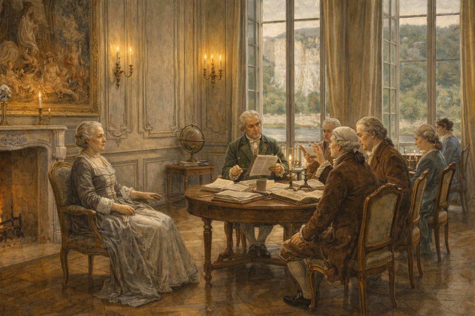 Le salon de la duchesse d'Enville au château de La Roche-Guyon, vers 1770