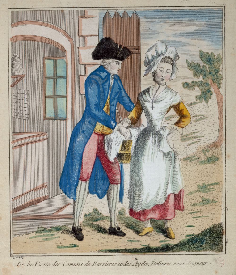 Caricature, satire sur l'abus des commis à la perception des octrois. Révolution française. Ancien Régime, 1789