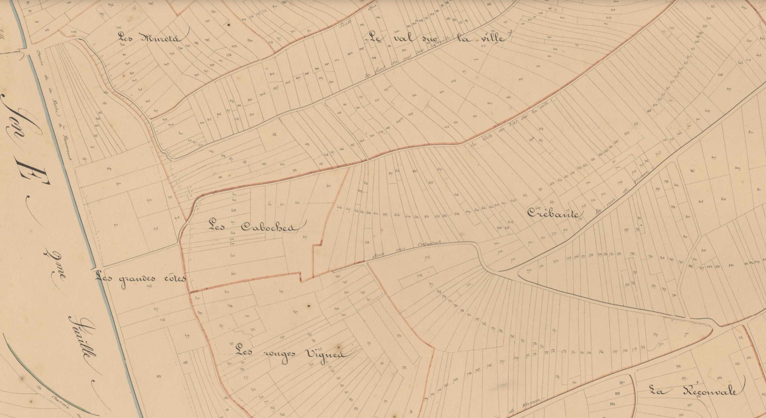 Parcelles des coteaux de Clachaloze - Cadastre de 1830'
