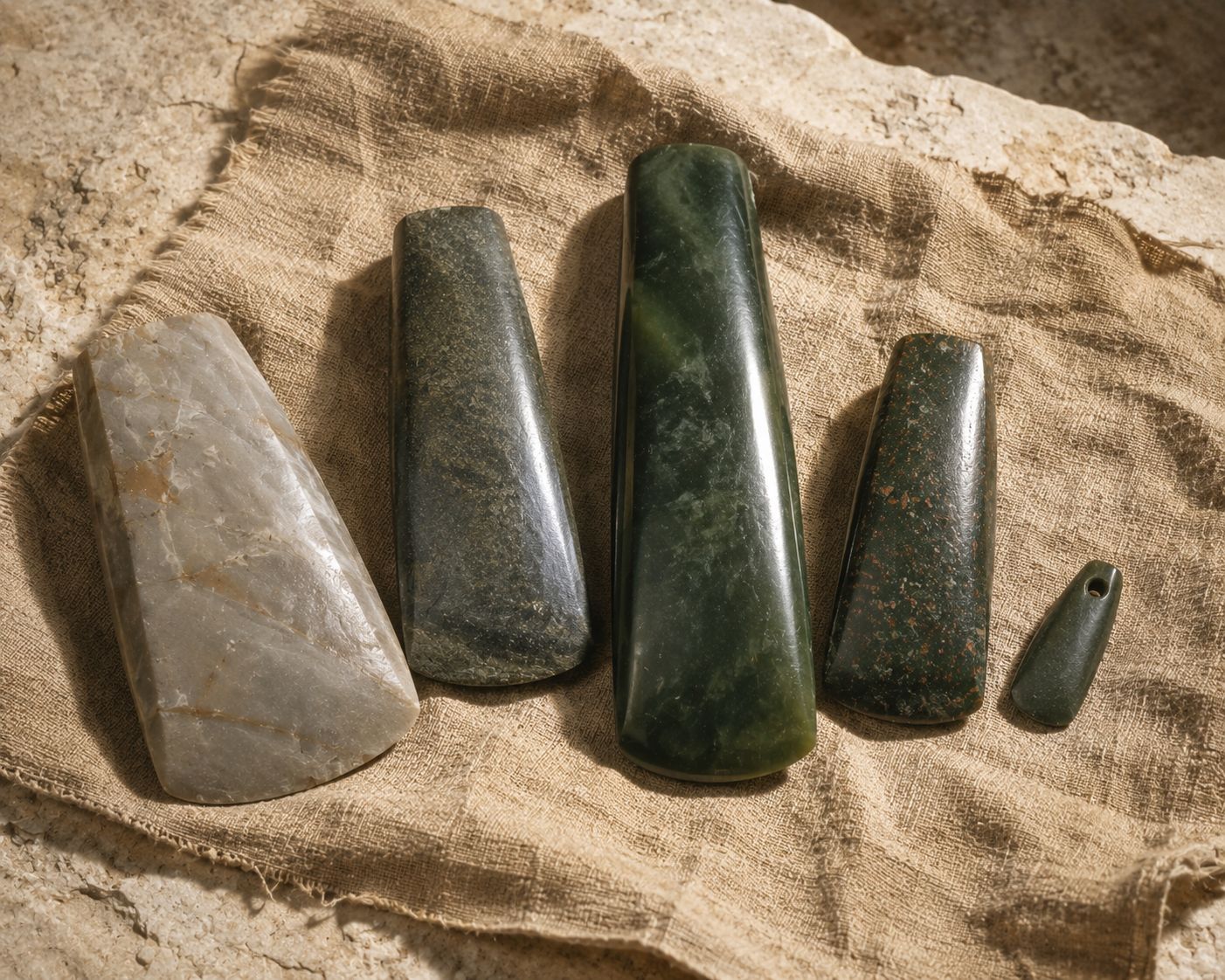 Haches polies néolithiques d'origines diverses