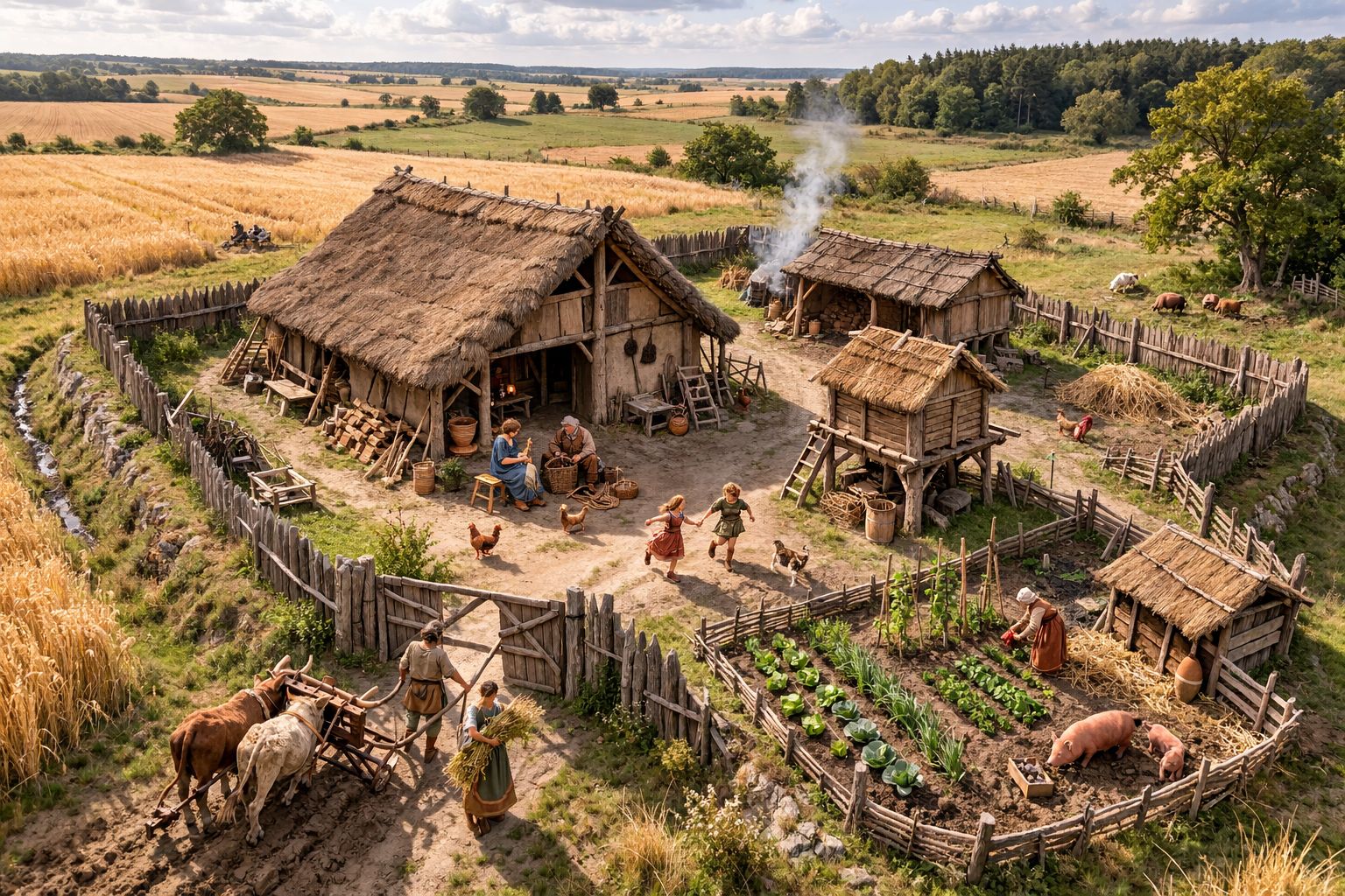 Reconstitution d'une ferme gauloise à enclos fossoyé sur le plateau du Vexin