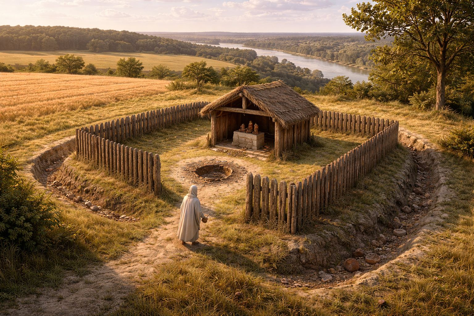 Reconstitution du sanctuaire gaulois de Bennecourt sur la Butte du Moulin à Vent