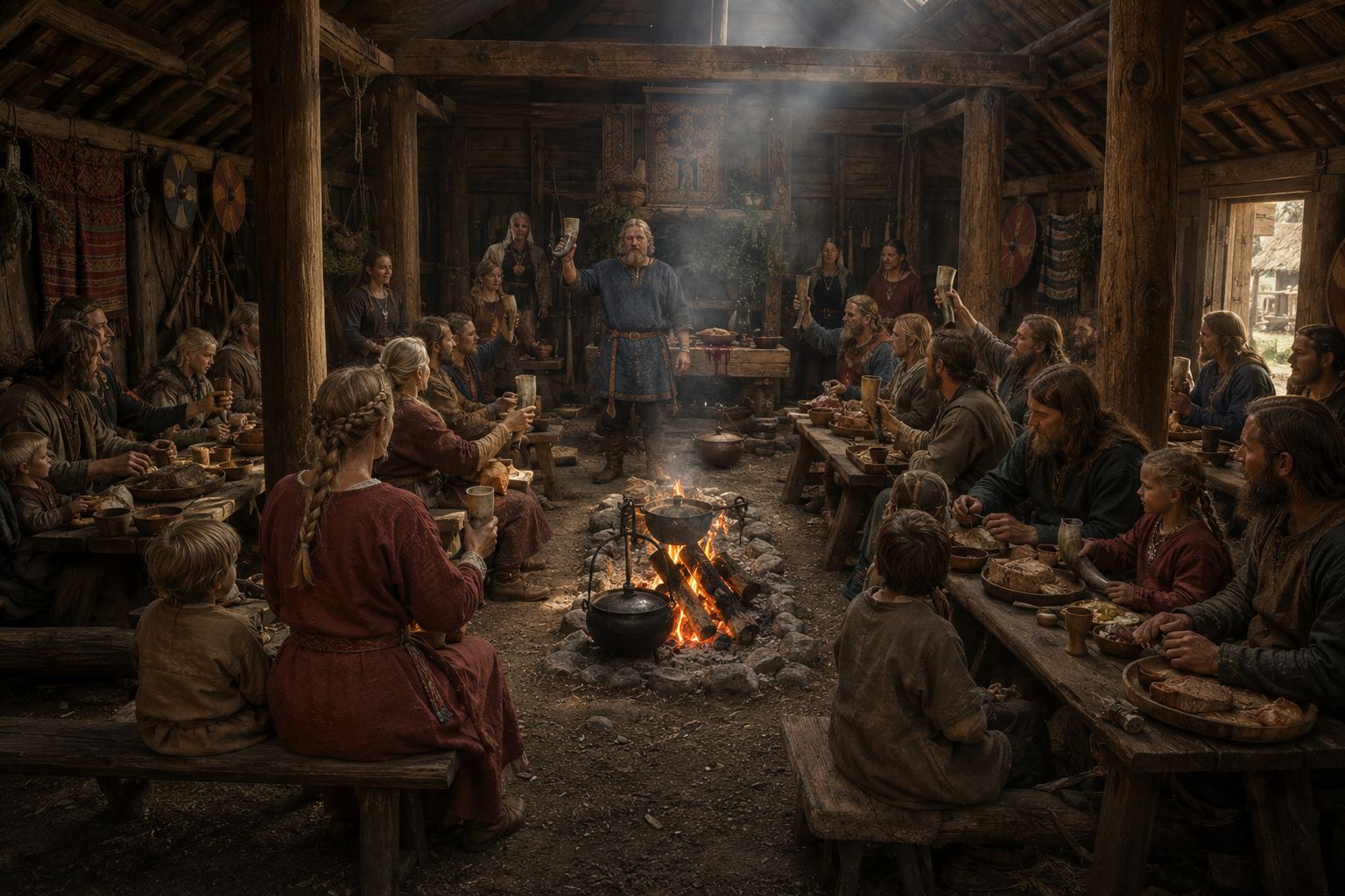 Banquet familial scandinave après un sacrifice