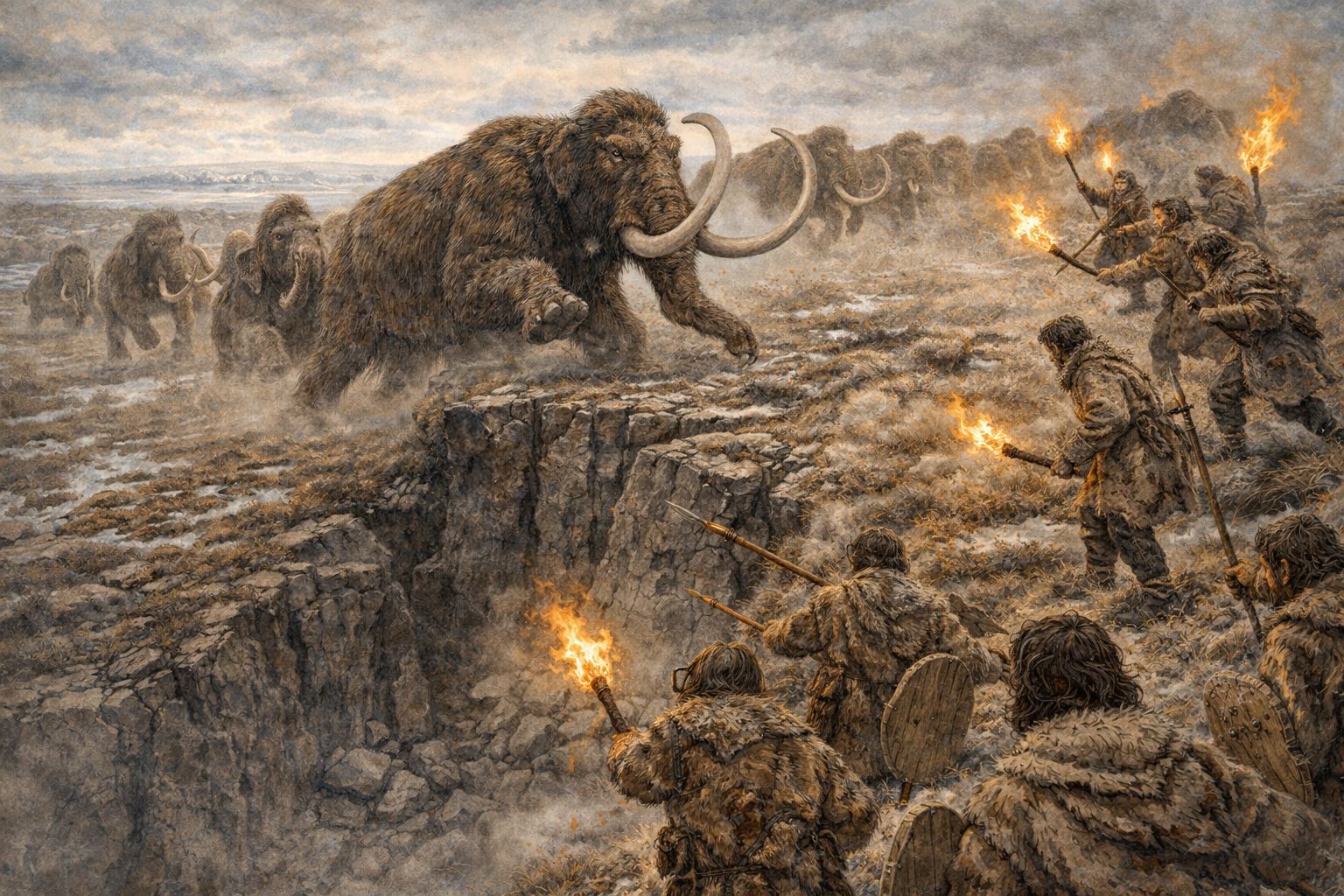 Chasse au mammouth dans la toundra