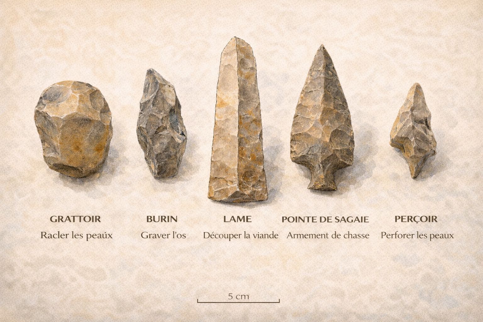 Types d'outils en silex