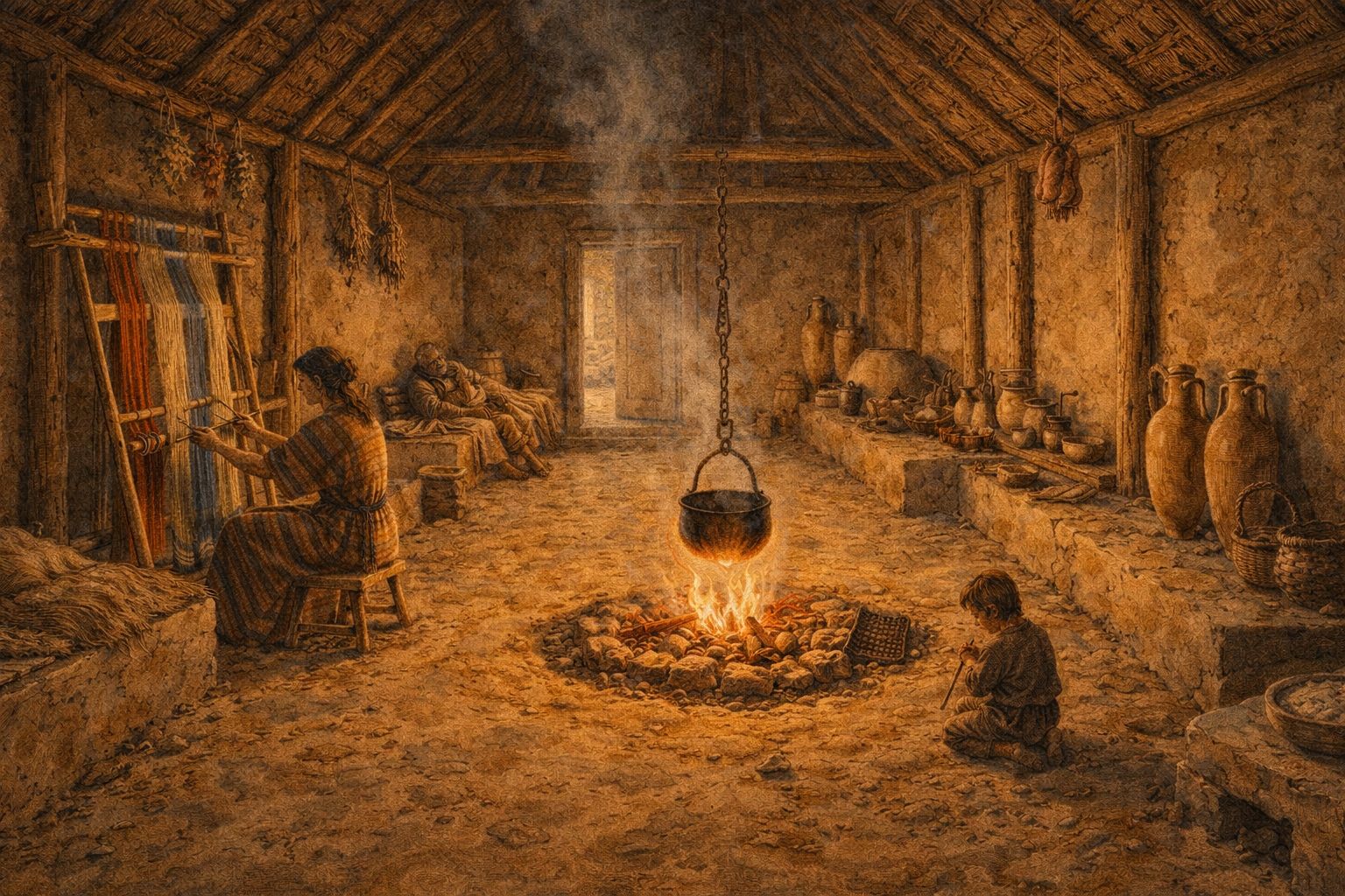 Image : Reconstitution intérieur maison gauloise