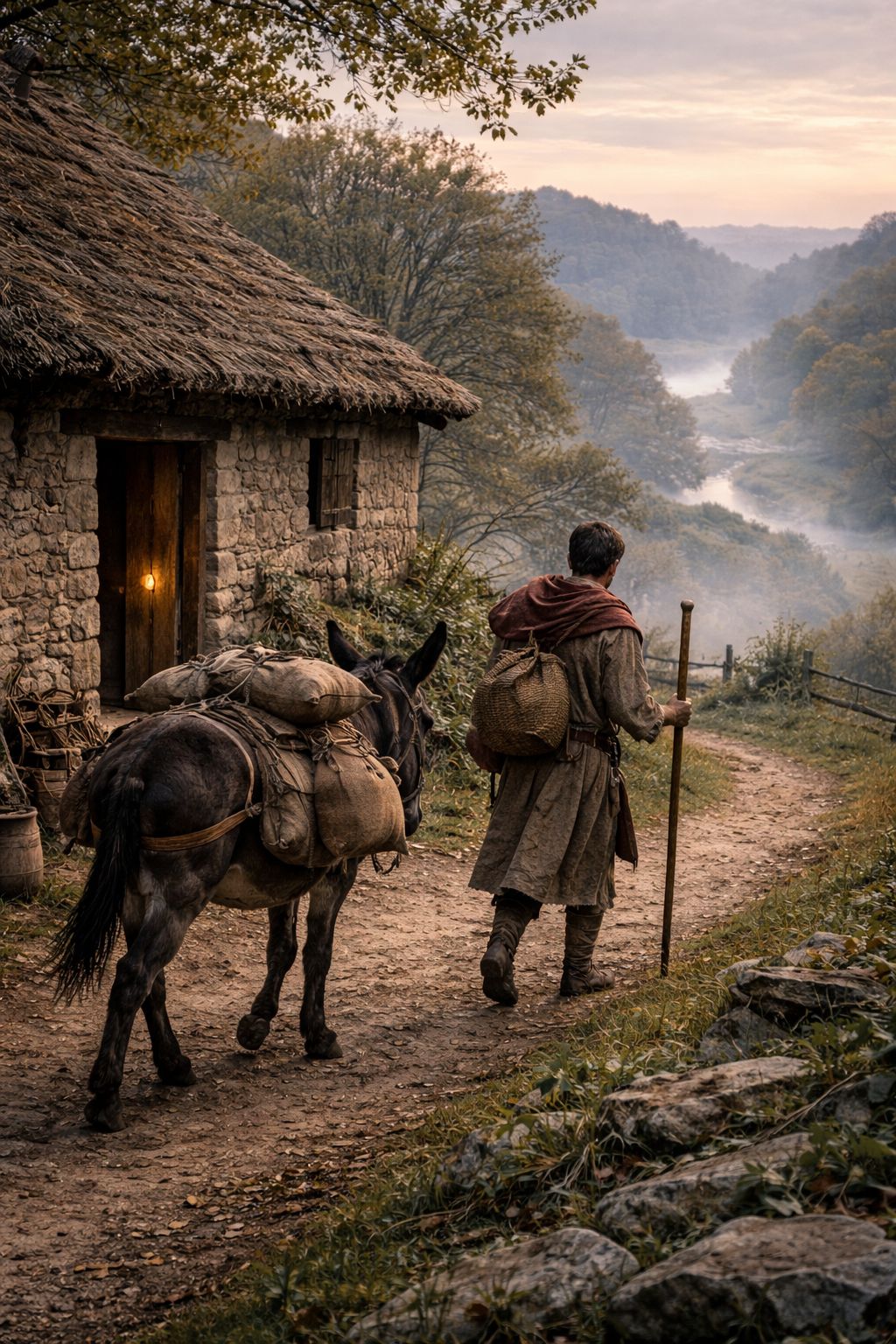 Un paysan gallo-romain allant vendre sa récolte au marché