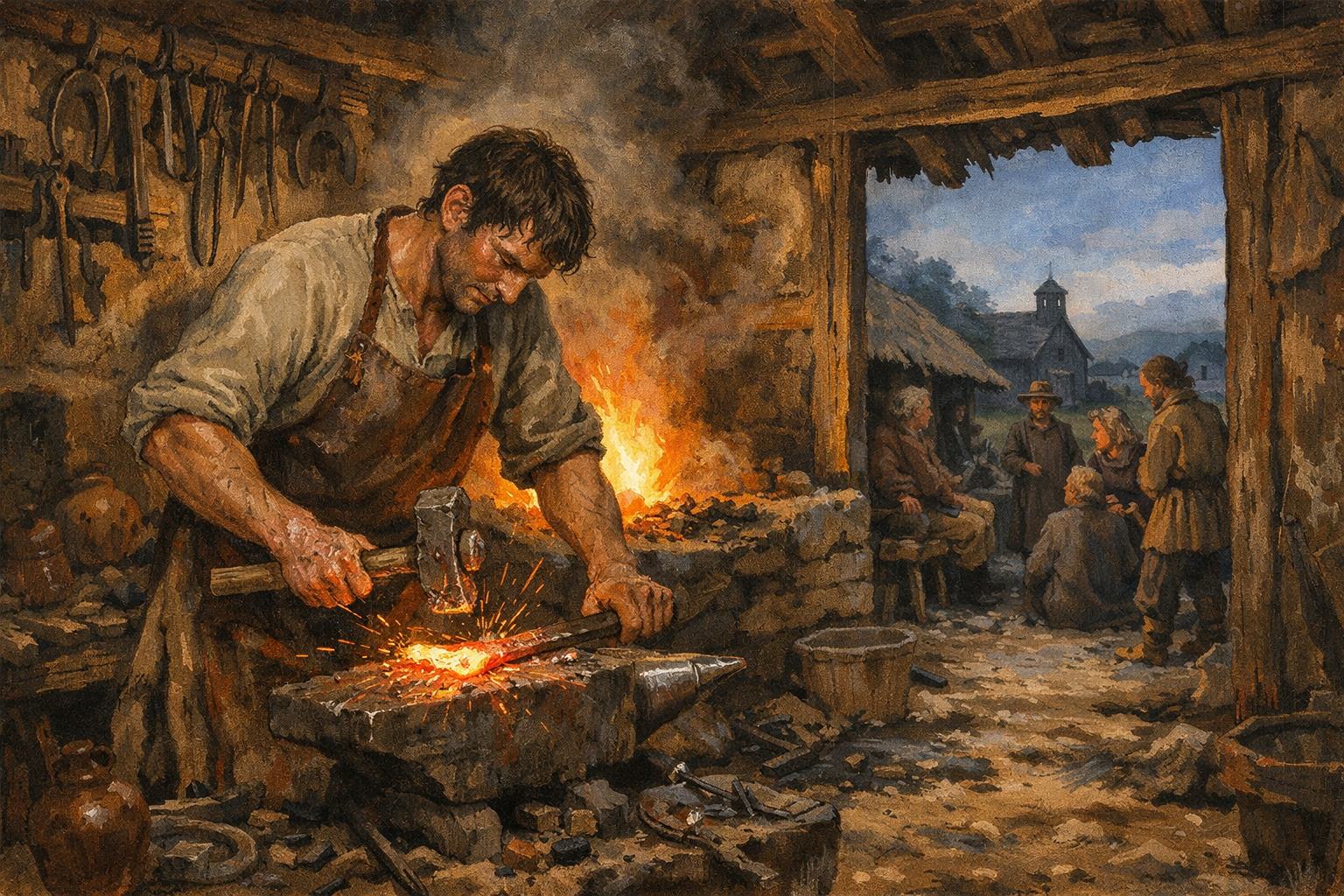 Geoffroi à sa forge de Gommecourt